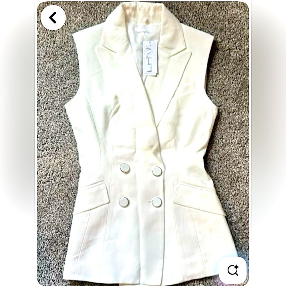 Luxe LBV viscose ivory vest, trendy - NWT, size S